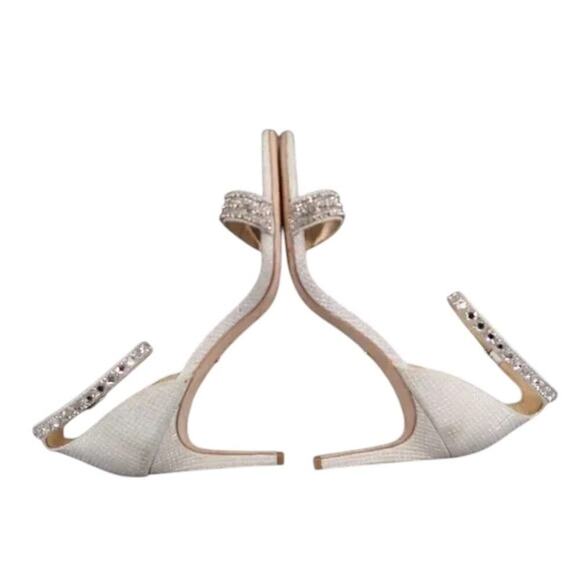 Badgley Mischka Shoes Womens 10 Pump Heels Formal Evening Ankle Strap Rhinestone - Picture 12 of 15